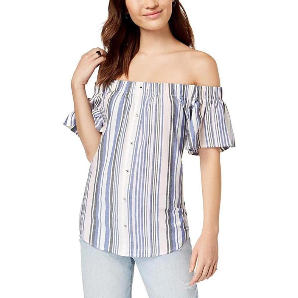 Seven Sisters Womens Striped Off-The-Shoulder Top Size XL